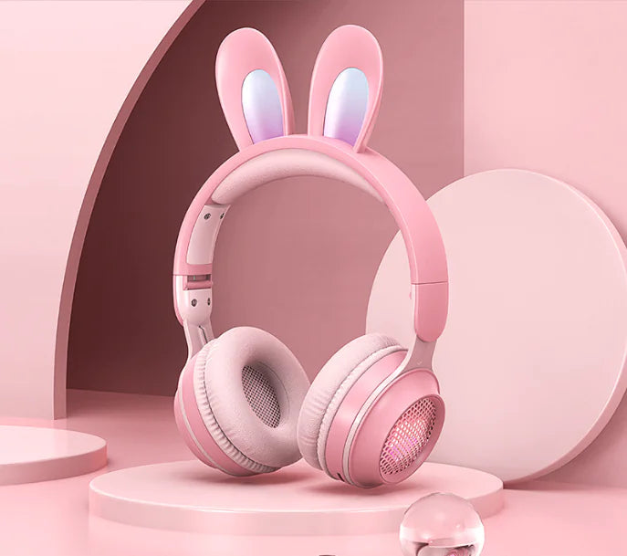 Auriculares inalámbricos con forma de conejo y LED RGB