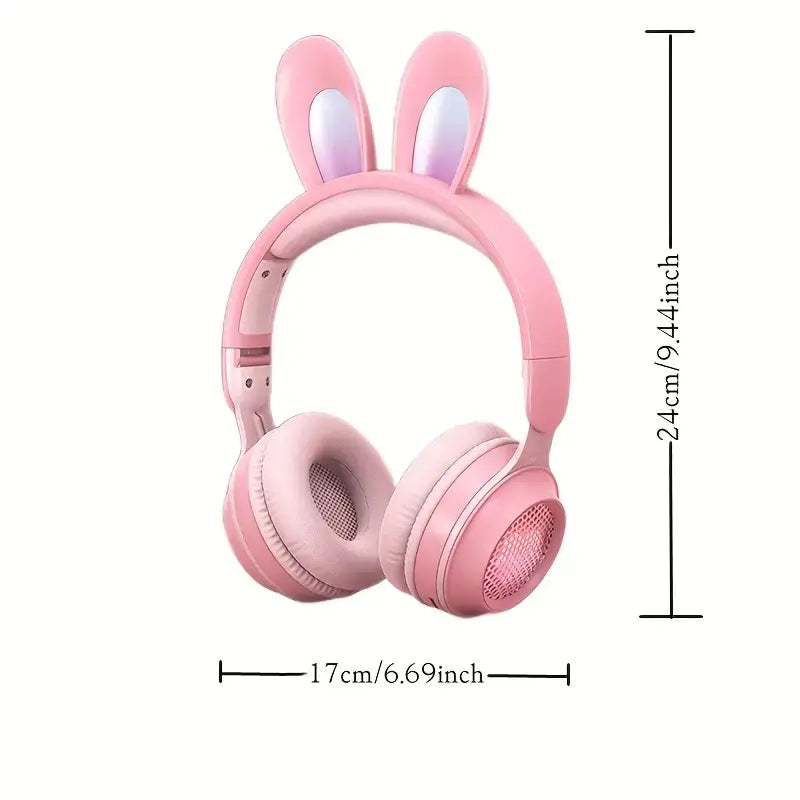 Auriculares inalámbricos con forma de conejo y LED RGB