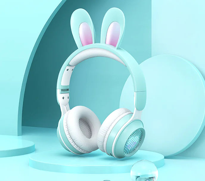 Auriculares inalámbricos con forma de conejo y LED RGB