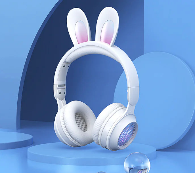 Auriculares inalámbricos con forma de conejo y LED RGB