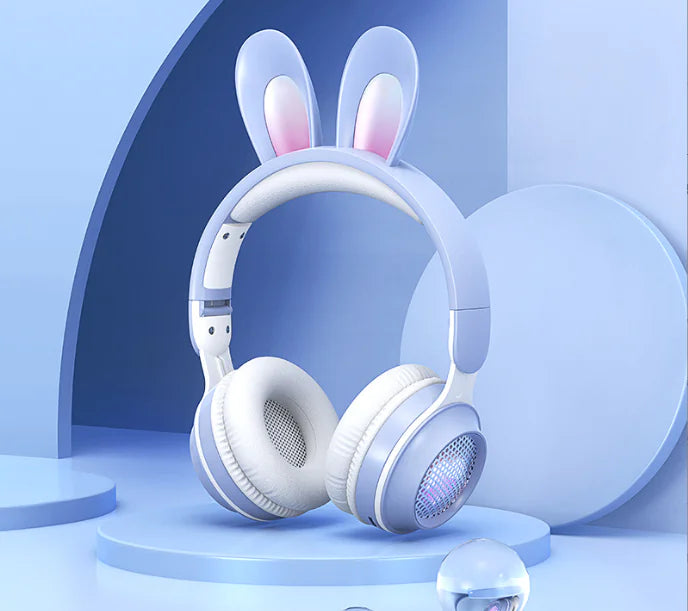 Auriculares inalámbricos con forma de conejo y LED RGB