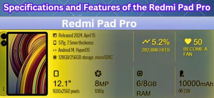 Specifications and Features of the Redmi Pad Pro